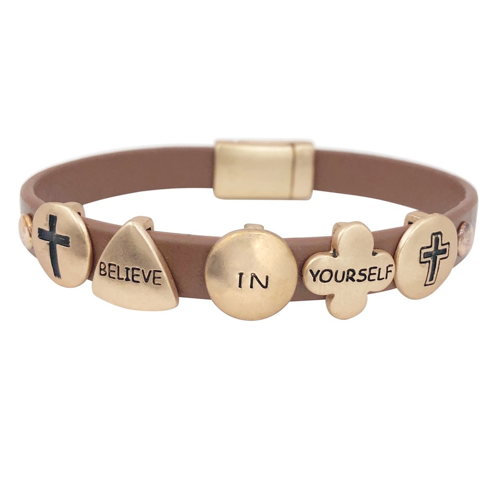 BELIEVE IN YOURSELF Worded Inspirational Magnetic Bracelet